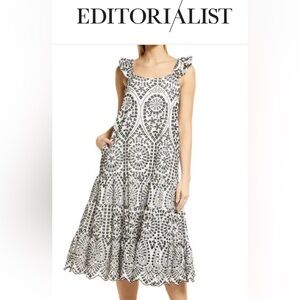 BTFL-LIFE (Nordstrom) Cotton Eyelet A-line Dress In White And Black XS NWT